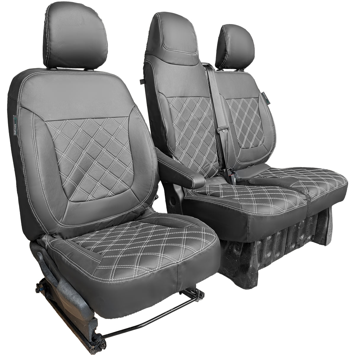 Renault Trafic (2014 Onwards) Block Stitch Leatherette Front Seat Covers