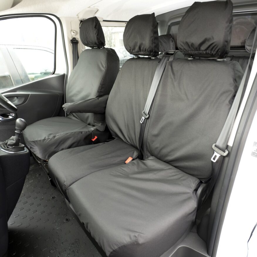 Xtremeauto Black Van Seat Covers For Vauxhall Vivaro – Waterproof Heavy Duty 2+1