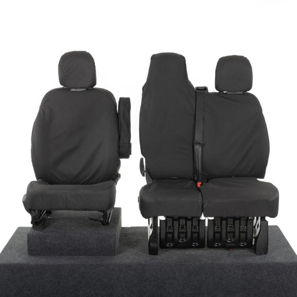Nissan Interstar Van 2022+ Tailored  Seat Covers - Three Front Seats Folding Middle Seat Two Piece Passenger Base