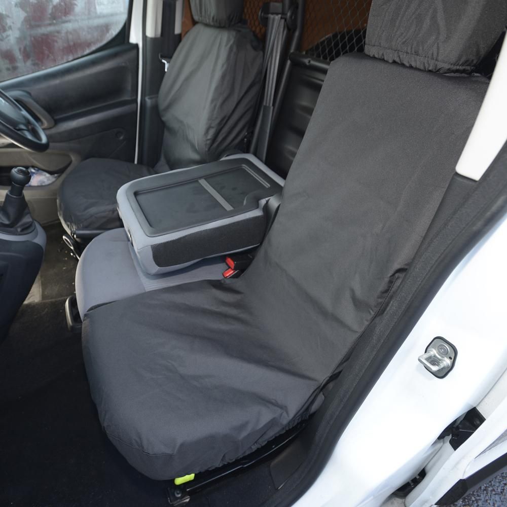 Peugeot Partner MK3 Front Inka Fully Tailored Waterproof Seat Covers Black My2018 Onwards Peugeot Partner MK3 Front Inka Fully Tailored Waterproof Seat Covers Black My2018 Onwards