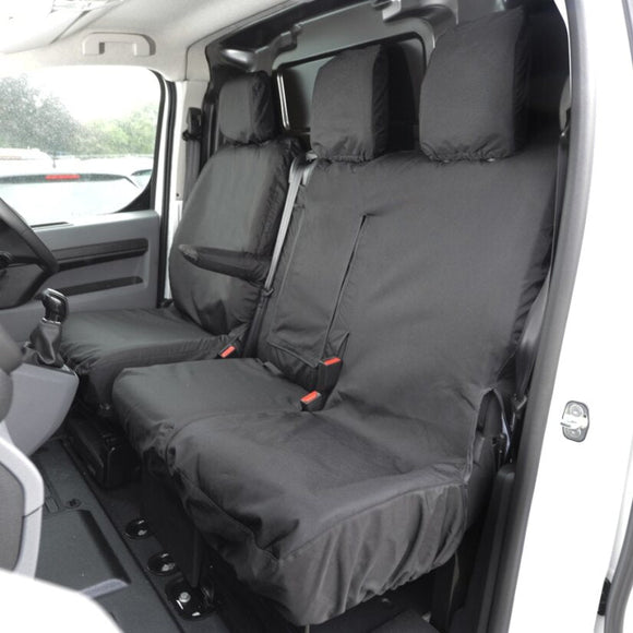 Vauxhall Vivaro Van  2019+ Tailored  Seat Covers - Three Front Seats With Work Tray