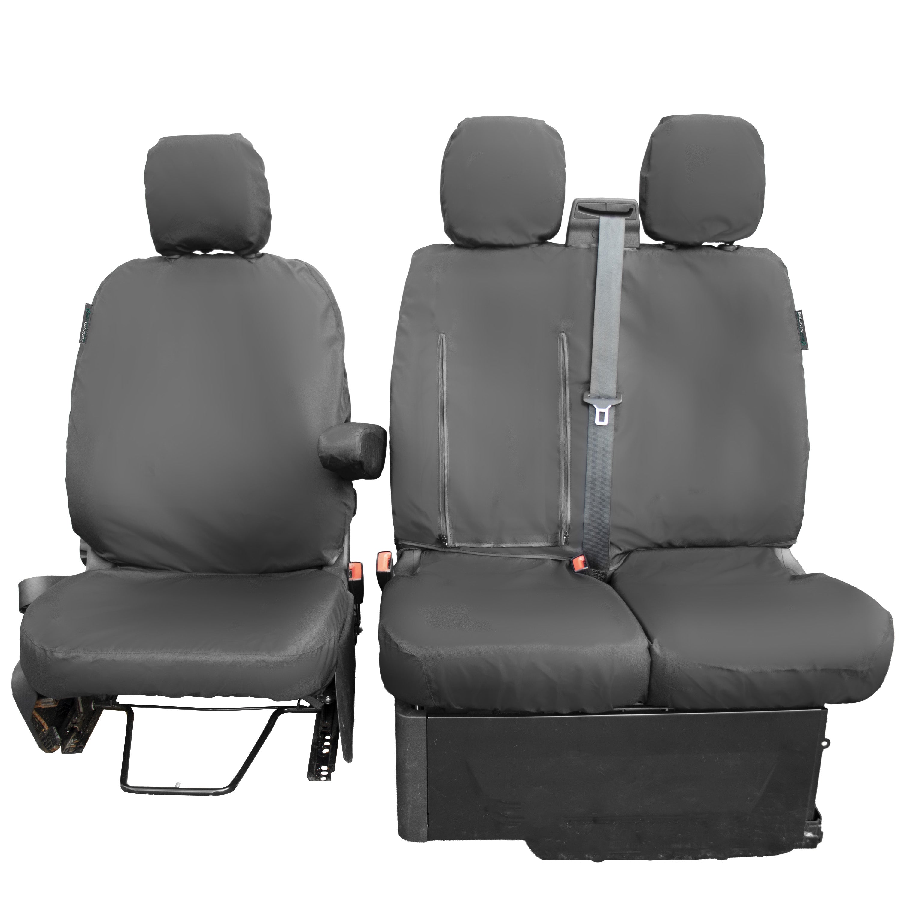 Ford Transit Custom Heavy Duty Seat Covers & Floor Mats – Front Left, 2013–2023, Black 600D Polyester