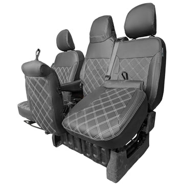 Vauxhall Vivaro Van 2014-2019 Leatherette Seat Covers - Three Front Seats Folding Middle Seat