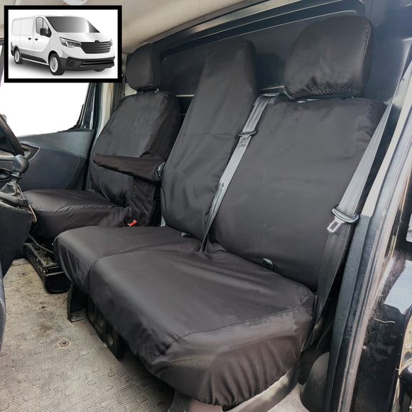 Nissan Primastar Van 2021+ Tailored  Seat Covers - Three Front Seats Folding Middle Seat Twin Base Seat
