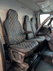Driver & Double Passenger Seat Cover - Semi-Tailored Leatherette - Waterproof & Airbag Compatible