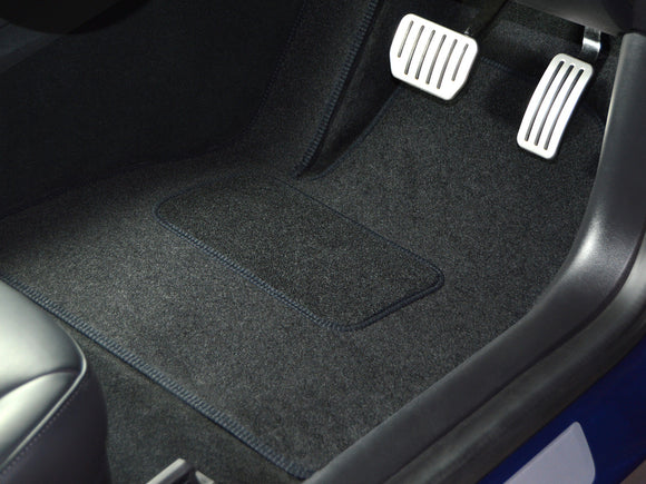 MG Motors UK MG5 EV (one piece rear, 250mm clip spacing driver mat) 2020+ Car Mats // Black Motor, Black Trim, Carpet Heelpad