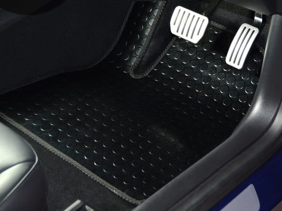 Ford Mondeo Estate 2014-2022 Boot Mat (covers storage trays) // Black Off Road Rubber, Red Trim