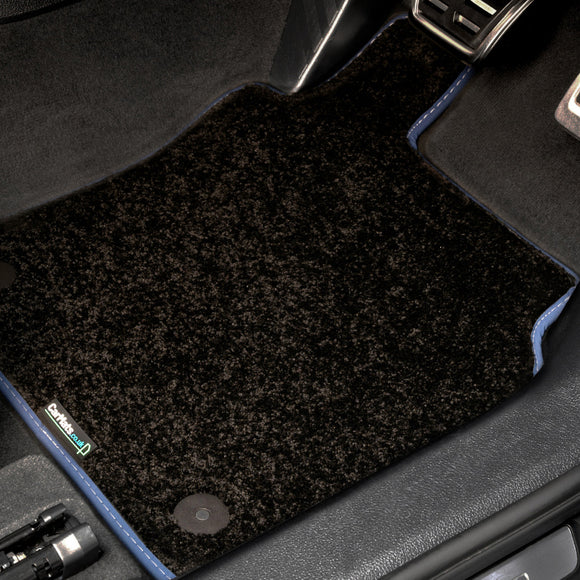 Vauxhall Vivaro Van 2019+ Van Mats // Black Elite, Dark Blue Trim