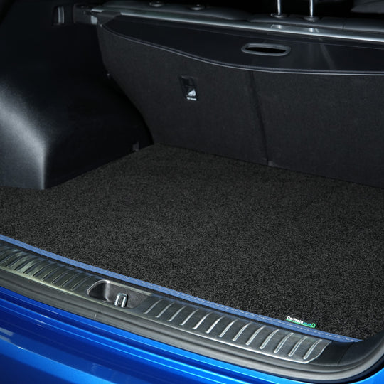 Toyota RAV4 2013-2019 Boot Mat // Black Elite, Dark Blue White Stitch Trim
