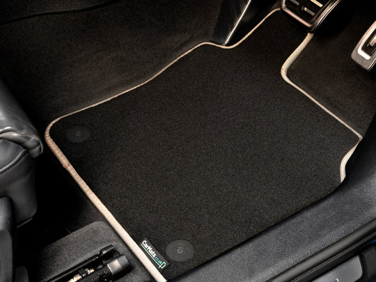 Honda CR-V 2018-2023 Car Mats // Black Executive, Beige Trim, No Heelpad