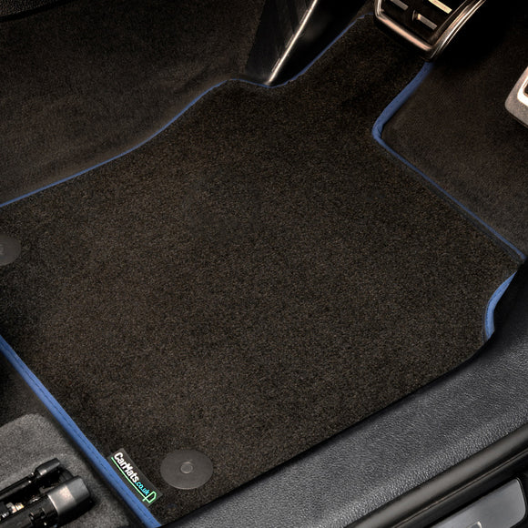 Honda Civic 2008-2012 Car Mats (round fixing) // Black Executive, Dark Blue Trim, PVC Heelpad