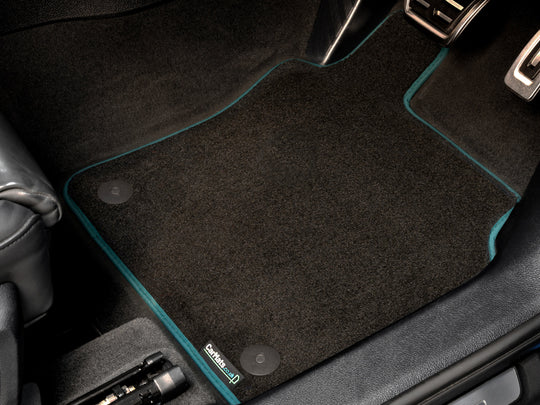 Peugeot 3008 2024+ Car Mats // Black Executive, Green Trim, PVC Heelpad