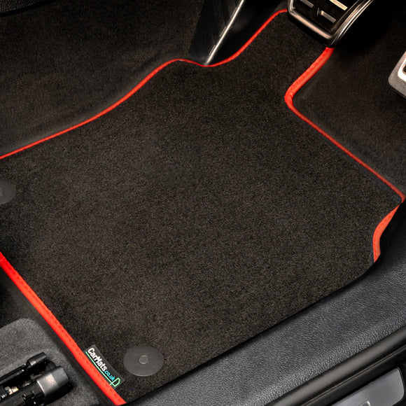 Ford S Max 7 Seat Mode 2006-2010 Car Mats // Black Executive, Red Trim, Carpet Heelpad