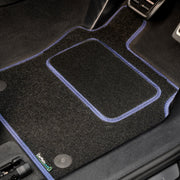 Ford Kuga 2020+ Car Mats // Black Grand, Blue Trim, Carpet Heelpad