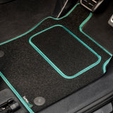 Peugeot 5008 2017-2024 Car Mats // Black Grand, Green Trim, Carpet Heelpad