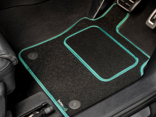 MG Motors UK MG4 EV  2022+ Car Mats // Black Grand, Green Trim, Carpet Heelpad