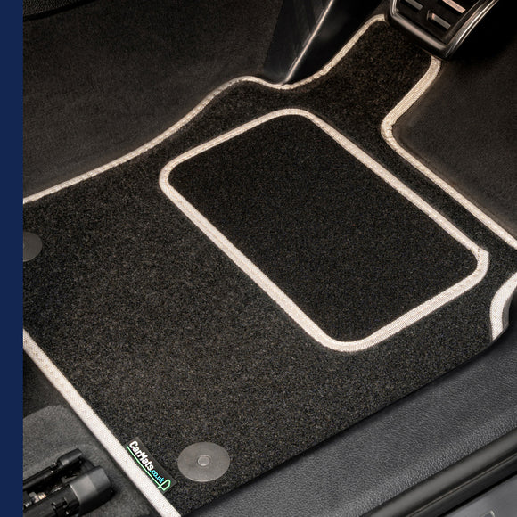 Mercedes A-Class LWB (W168) 1998-2006 Car Mats // Black Grand, Grey Trim, Carpet Heelpad
