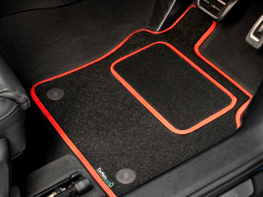 MG Motors UK MG ZS Manual 2024+ Car Mats // Black Grand, Red Trim, Carpet Heelpad