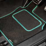 Peugeot 3008 Hybrid 2022-2024 Car Mats // Black Motor, Green Trim, PVC Heelpad