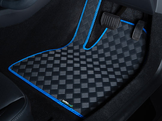 Ford Transit Electric Van 2022+ Van Mats // Odourless Rubber, Blue Trim