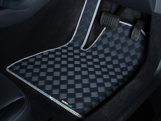 Fiat 500 2012+ Car Mats // Odourless Deck Plate Off Road Rubber, Grey Trim, No Heelpad