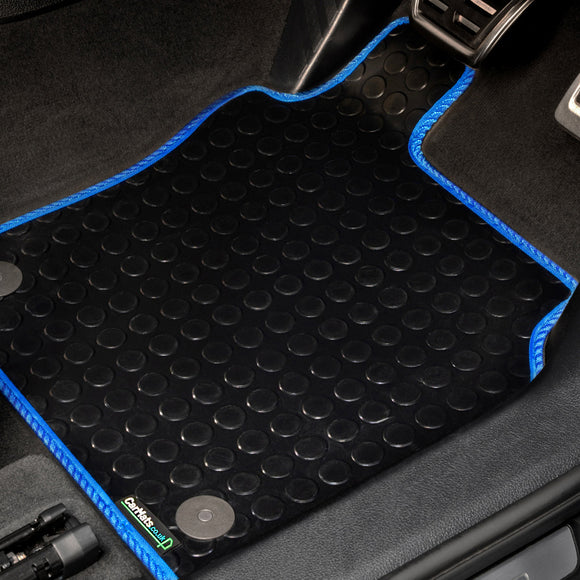 Honda Civic (1.6 diesel) 2013-2015 Car Mats // Black Off Road Rubber, Blue Trim, No Heelpad