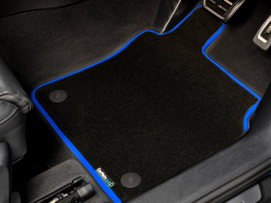 Kia e-Niro 2019-2022 (Fully Electric) Car Mats // Black Super, Blue Trim, Carpet Heelpad