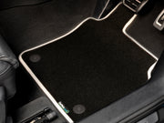 MINI 2014-2024 (F56) 3 Door Car Mats // Black Super, White Trim, PVC Heelpad