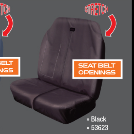 Double Stretch Multi Front Black Seat Cover
